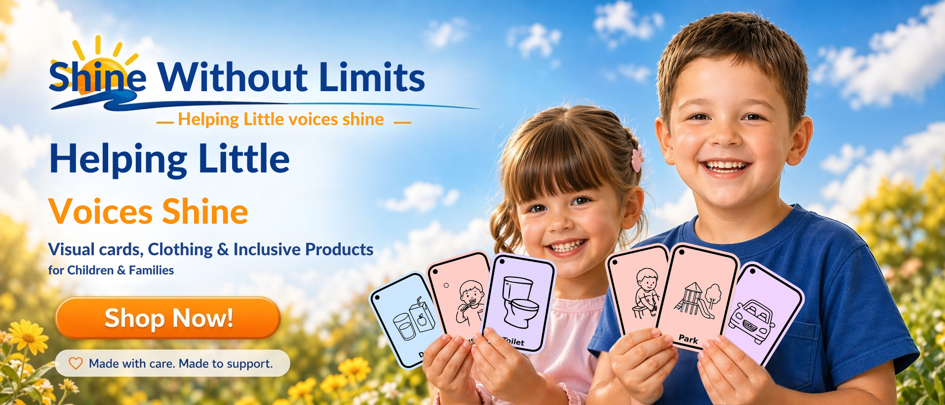 Shine Without Limits 3D printed visual support cards