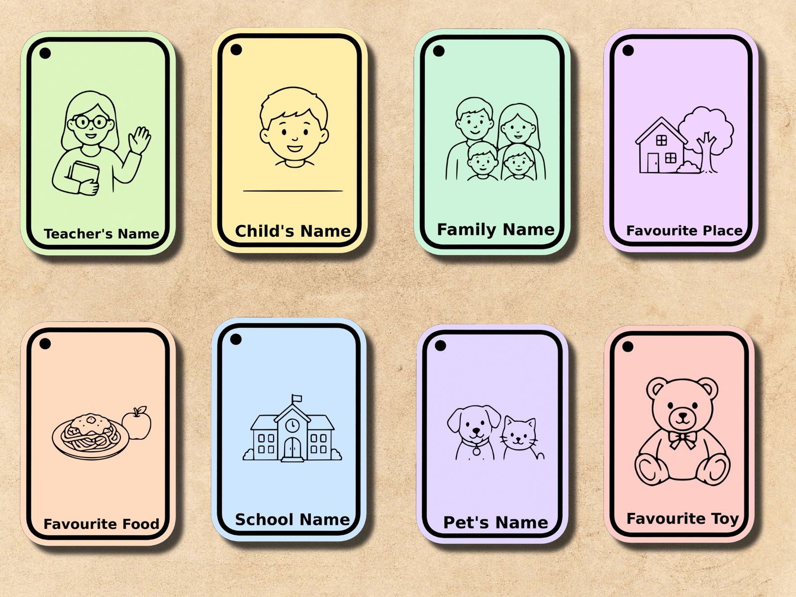 Personalised word card bundle preview