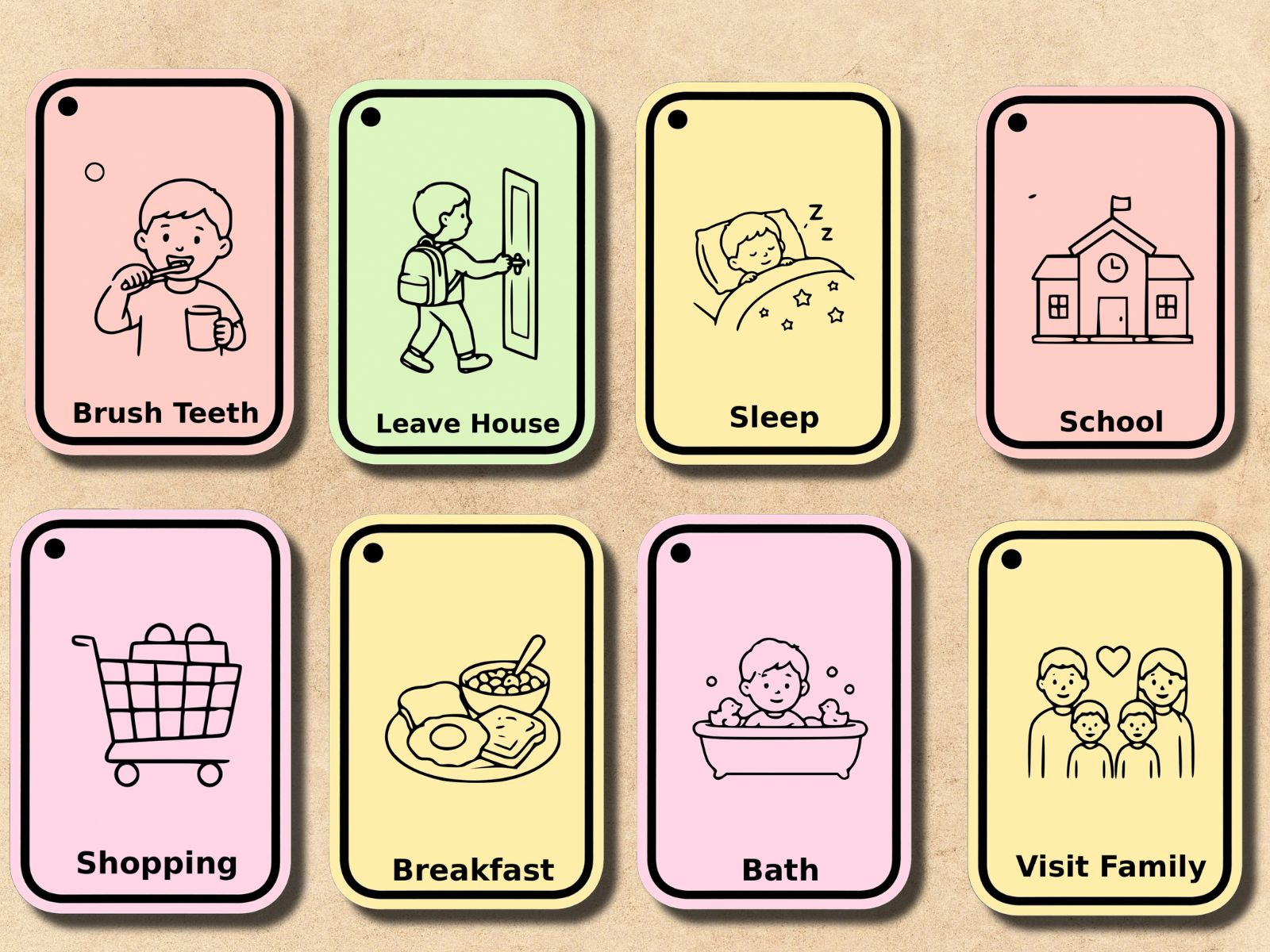 Daily routine visual card set