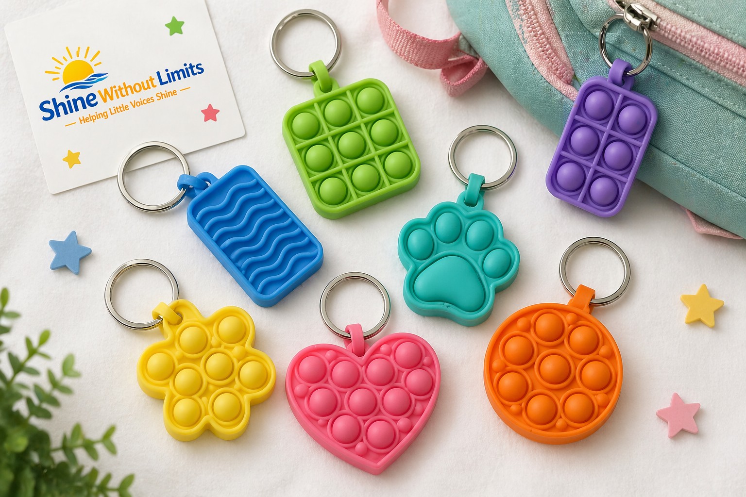 Custom sensory keyrings and bag tags